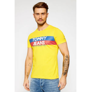 Tommy Jeans pánské žluté tričko Contrast color - S (ZH3)